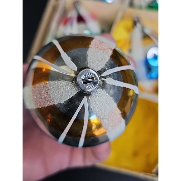 Large East Germany Christmas Ornament 6pc Baubles Oblong Mercury Glass 4" X 2.5" - Picture 12 of 16